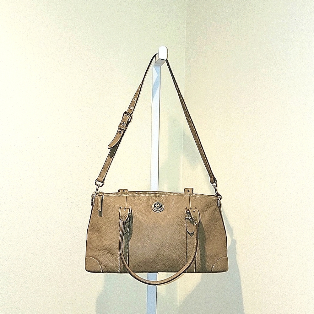 DOONEY & BOURKE LARGE DOMED PEBBLED LEATHER SATCHEL WITH MATCHING WRISTLET